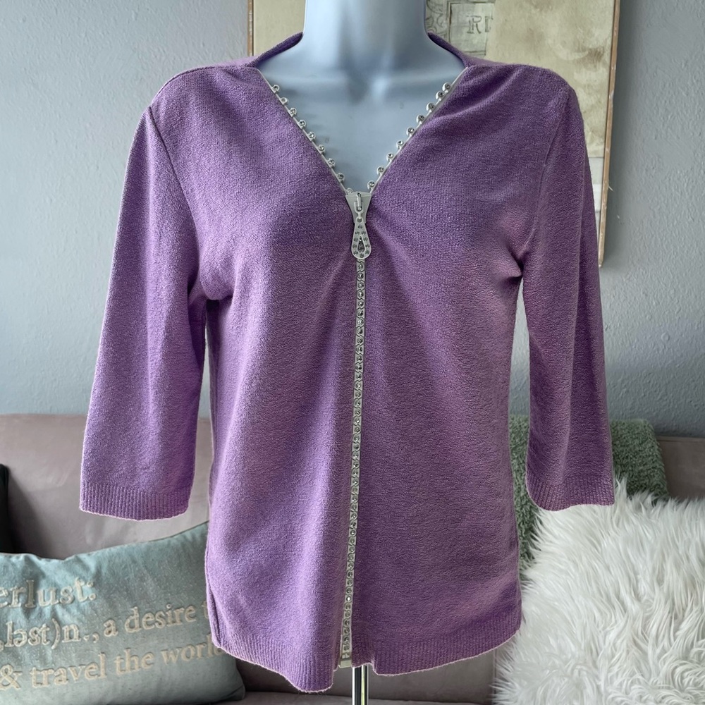 VINTAGE Sam & Lili Paris Zip Front Cardigan Sweater